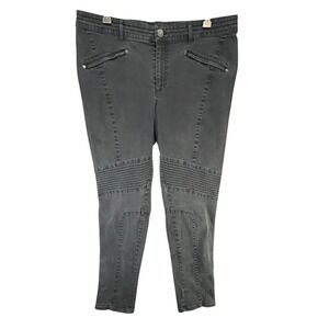 Peruvian Connection French Twill Motorcycle Pants Washed Black Zip Ankle Chic 14